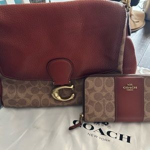 Authentic Coach leather handbag and wallet